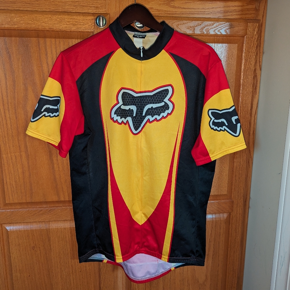 Fox racing motor cross race wear performance shirt full zip men size L Large 